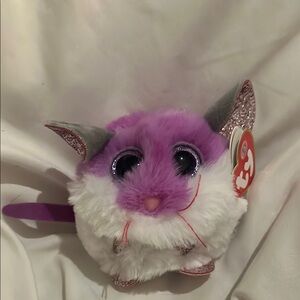 TY Purple and White Plush Mouse